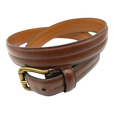 Chaps Mens Brown Leather Belt Size 32 - 34 Brass Buckle Center Stitch 751104