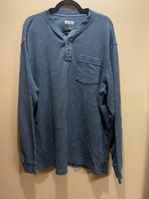 Duluth Trading Co Mens Burly Thermal Relaxed Fit Henley Shirt Sz XL Blue 