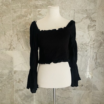 NWT Mi Ami Francesca s Nina Smocked Puff Sleeve Blouse L