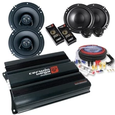 4 Channel Amplifier & 6.5" component/ 6.5" coaxial car speakers upgrade package