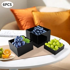 6 Pcs Acrylic Display Risers Acrylic Boxes Acrylic Display Nesting Cubes Black