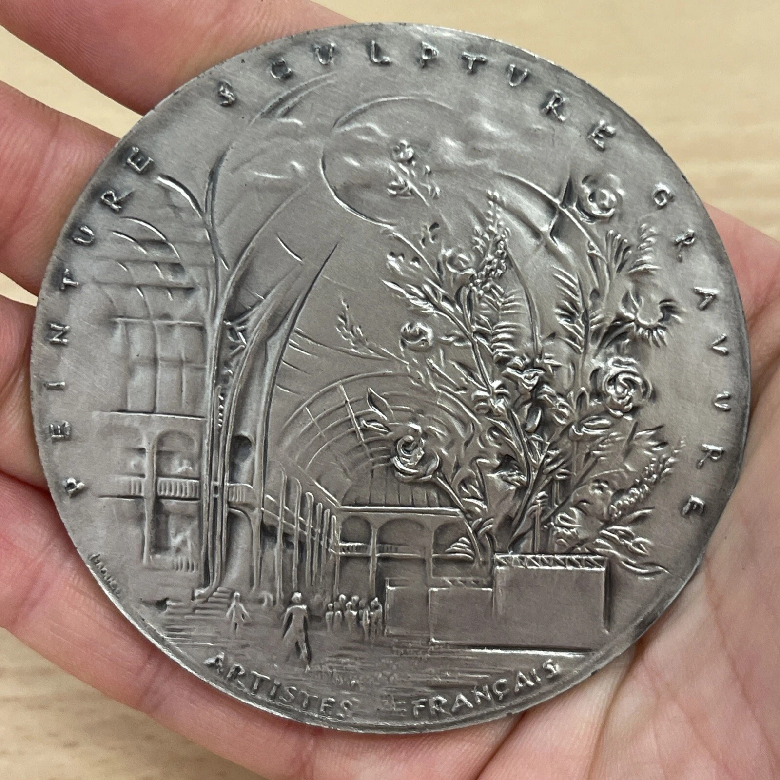 Médaille Peinture Sculpture Gravure Artiste Français Baquel ? En Bronze 1989