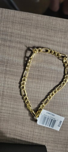 New! Brilliance 14KT Yellow Gold 8.5" Lite Figaro Bracelet - Picture 3 of 4