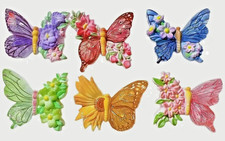 6pc 27mm Beautiful BUTTERFLY Flower Resin Shoe Charms for Crocs or Shoe Laces