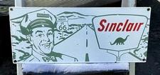 VINTAGE SINCLAIR GASOLINE ROUTE 66 PORCELAIN SIGN, 17 3/4”x 7”, RARE