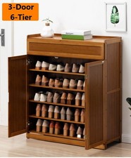 Wooden Shoe Cabinet Shoe Rack Storage Organizer Wooden Pantry Cabinet 3 Door 6-T