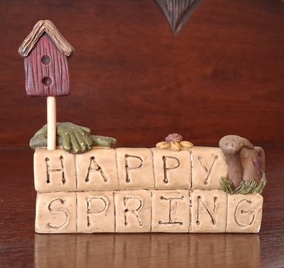 Vintage Blossom Bucket Happy Spring Word Block by Suzi Skoglund