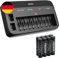 Absina Akku LadegeräT X10 FüR Aa, AAA & 9V Inkl. 8X AAA 1150 Akkus