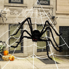 Halloween Spider Web and 59'' Giant Spider, 16.4 X 15.7 Ft Large