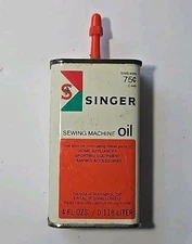 Singer Sewing Machine Oil, Oiler Full Unsnipped Tin Can 4 Oz Vintage Retro 