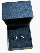 Vintage Sterling Silver 925 & Onyx Earrings Studs For Pierced Ears Jewellery