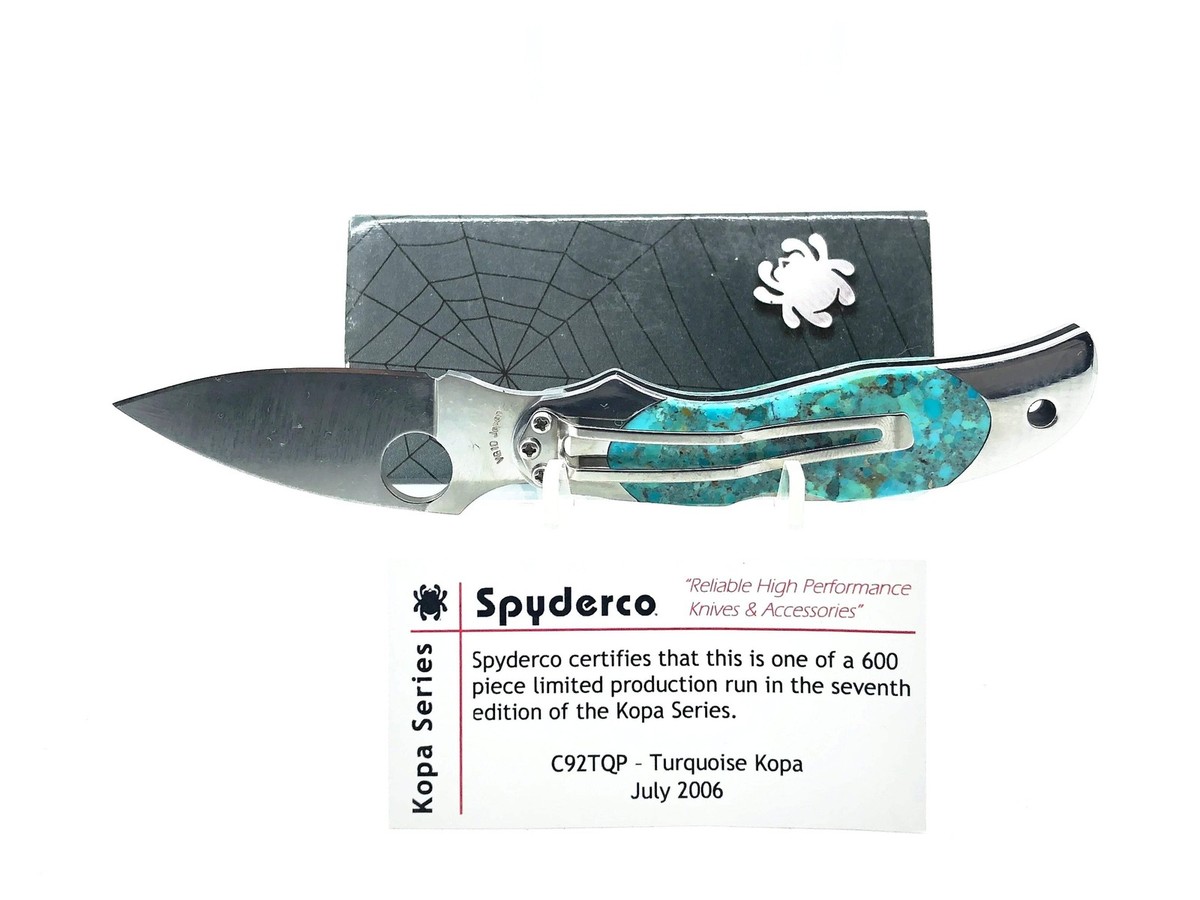 Spyderco Turquoise Kopa Knife C92TQP w/Box & Paperwork | eBay