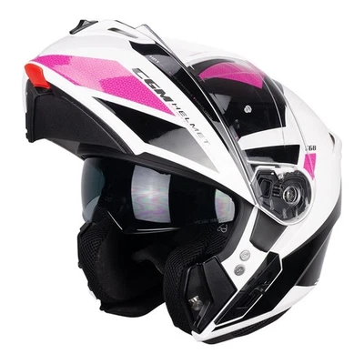 Casque Moto Modulable CGM 568 BER Sport P/J ECE-R 22.06 Noir Fuchsia Fluo - Photo 1/4