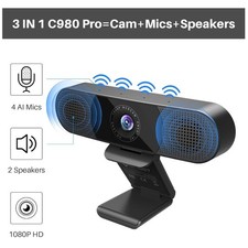 Wide Angle Webcam with Active Noise Cancelling Mics