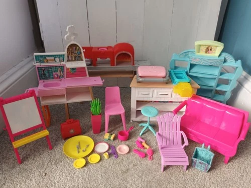 Vintage 90s Barbie Doll Accessories Bundle Lot Kitchen Home
