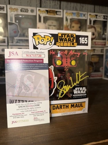Sam Witwer Signed Darth Maul Star Wars Rebels 165 Funko Pop Smugglers Bounty JSA