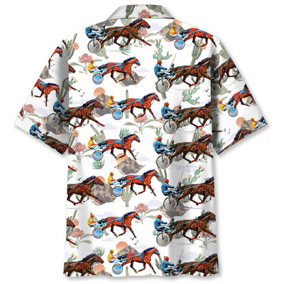 Cactus Horse Harness Racing Hawaiian Shirt, Short Sleeve Unisex, Beach Shirt