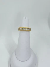 Diamonique Channel Set Cubic Zirconia Fine Milgrain Edge Ring, 14k Gold Plated