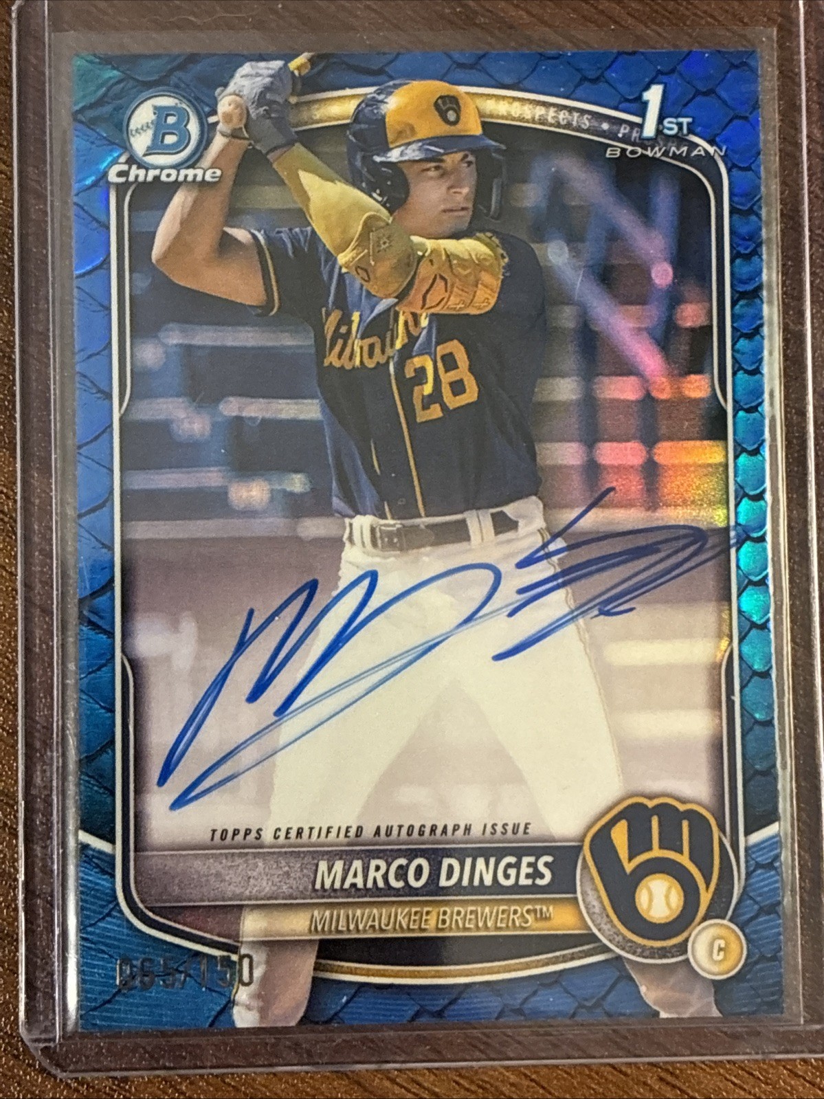 2025 Marco Dinges 1st Bowman Chrome Auto Blue Reptilian Color Match🔥 065/150
