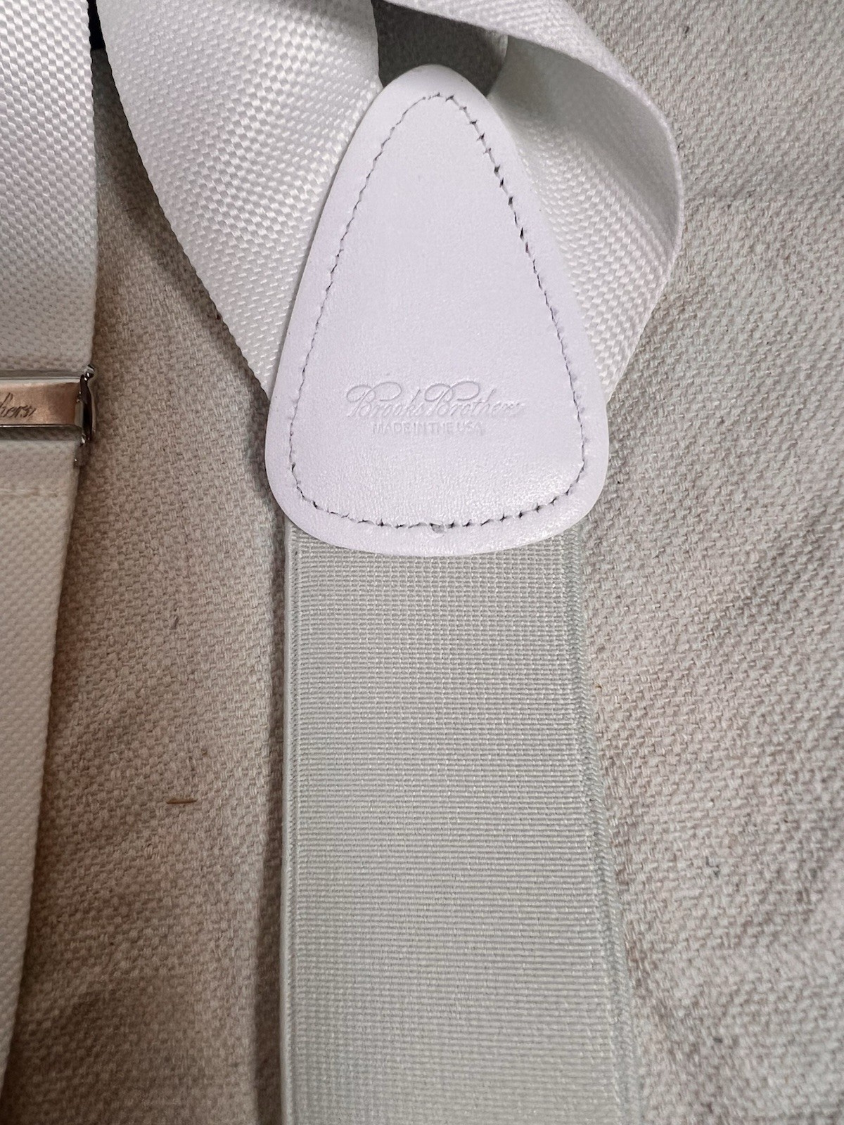 BROOKS BROTHERS Solid White Braces Suspenders USA - image 2