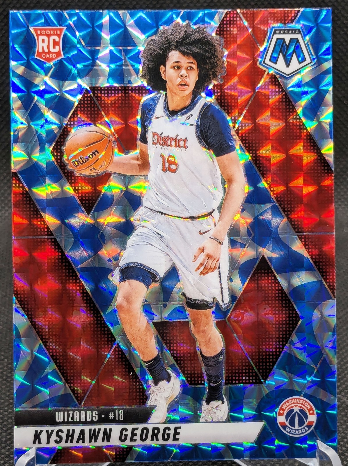 Kyshawn George 2024-25 Panini Mosaic Basketball #247 Reactive Blue RC