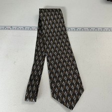 Mondo Seta Mens Silk Tie Bronze Silver Black Geometric Diamond Made in USA