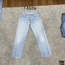 Levi 501 Vintage 80 USA Selvedge Redline actual 31x28.5 Light Blue Distressed