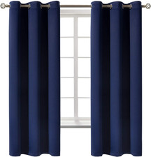 Navy Blue Blackout Curtains 42x63 Thermal Grommet Room Darkening 2 Panels