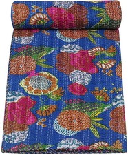 Indian Handmade Quilt Vintage Kantha Bedspread Throw Cotton Blanket Gudari Twin