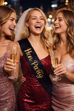 Hen Party Veil & Black “Hen Party” Sash Set