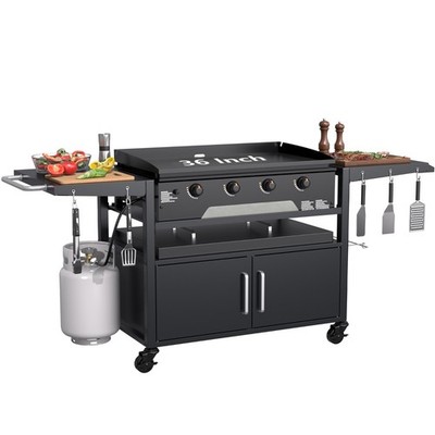 Grill Table for Blackstone 28'' & 36'', Metal Outdoor Grill Cart with Storage Cabi