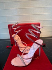 Rene Caovilla Pink Crystal Ombr  Satin Heels Size 38 Excellent Condition
