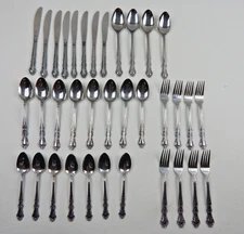 35 Piece VTG Ekco Eterna SANDRA JEANNE Floral Stainless Flatware No Salad Forks