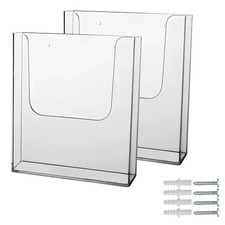 2pcs Acrylic A4 Document Holder Office File Organiser Wall Mounted Rack Paper UK