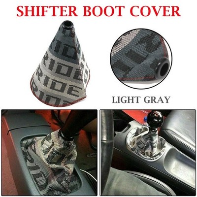 JDM Bride Racing Hyper Fabric Shift Knob Shifter Boot Cover MT AT Universal Gray