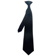 50x8cm Mens Uniform Solid Black Color Imitation Silk Clip-On Pre-Tied Neck Ties