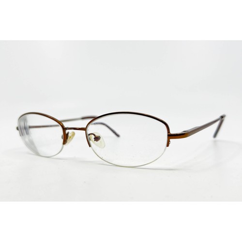 Saki Eyeglasses Frames Womens Brown Handmade MOD.508 Half Rim 50-19-140