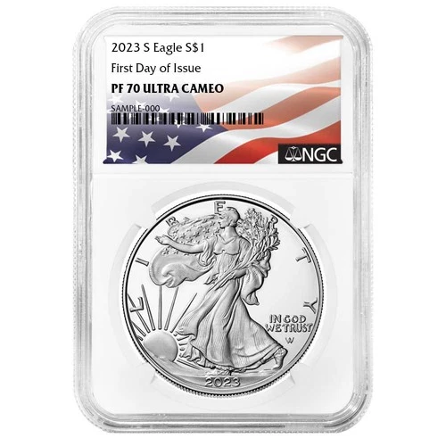 2023-S $1 1-oz Proof American Silver Eagle NGC PF70UC FDI Flag Label