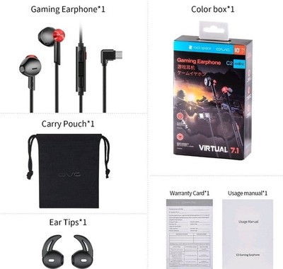USB-C Gaming Earphone, E-Sport Wired Headset with in-line Mic & Volume Control, 
