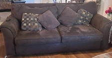 Comfy Couch Brown Faux Suede w/throw Pillows