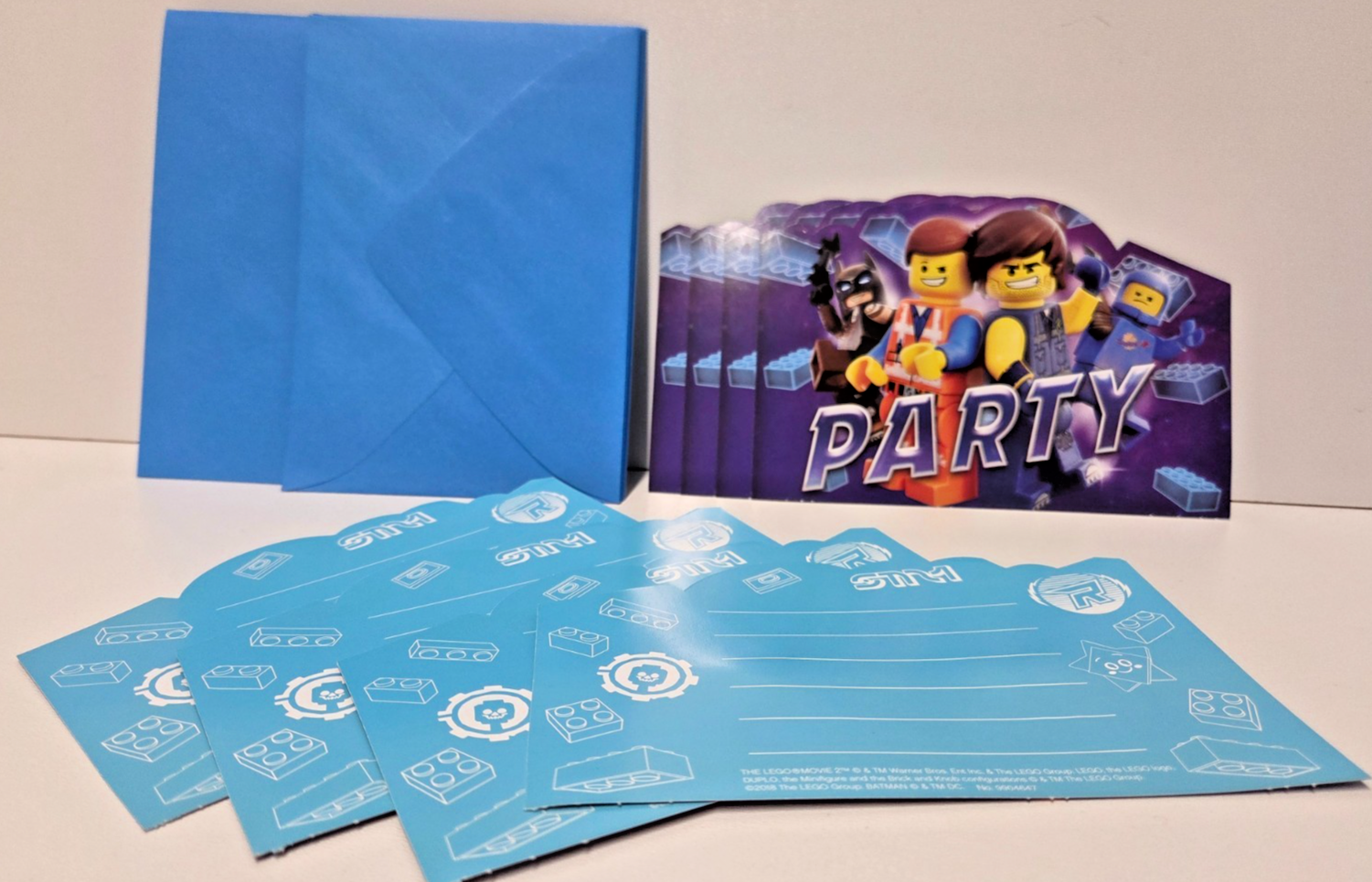 Lego Birthday Party Invitations x8 Childrens Envelopes Bricks Movie Invites Fun