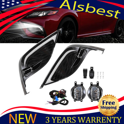 FOR 21-24 CAMRY SE XSE V2 SEQUENTIAL DRL LED BEZEL COVER + CLEAR LENS FOG LIGHT