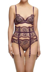 Dita Von Teese Evelina High Waisted Suspender Belt Aubergine