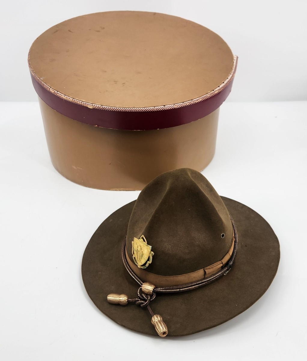 Vintage Military Campaign Stetson Hat with Emblem Cord in