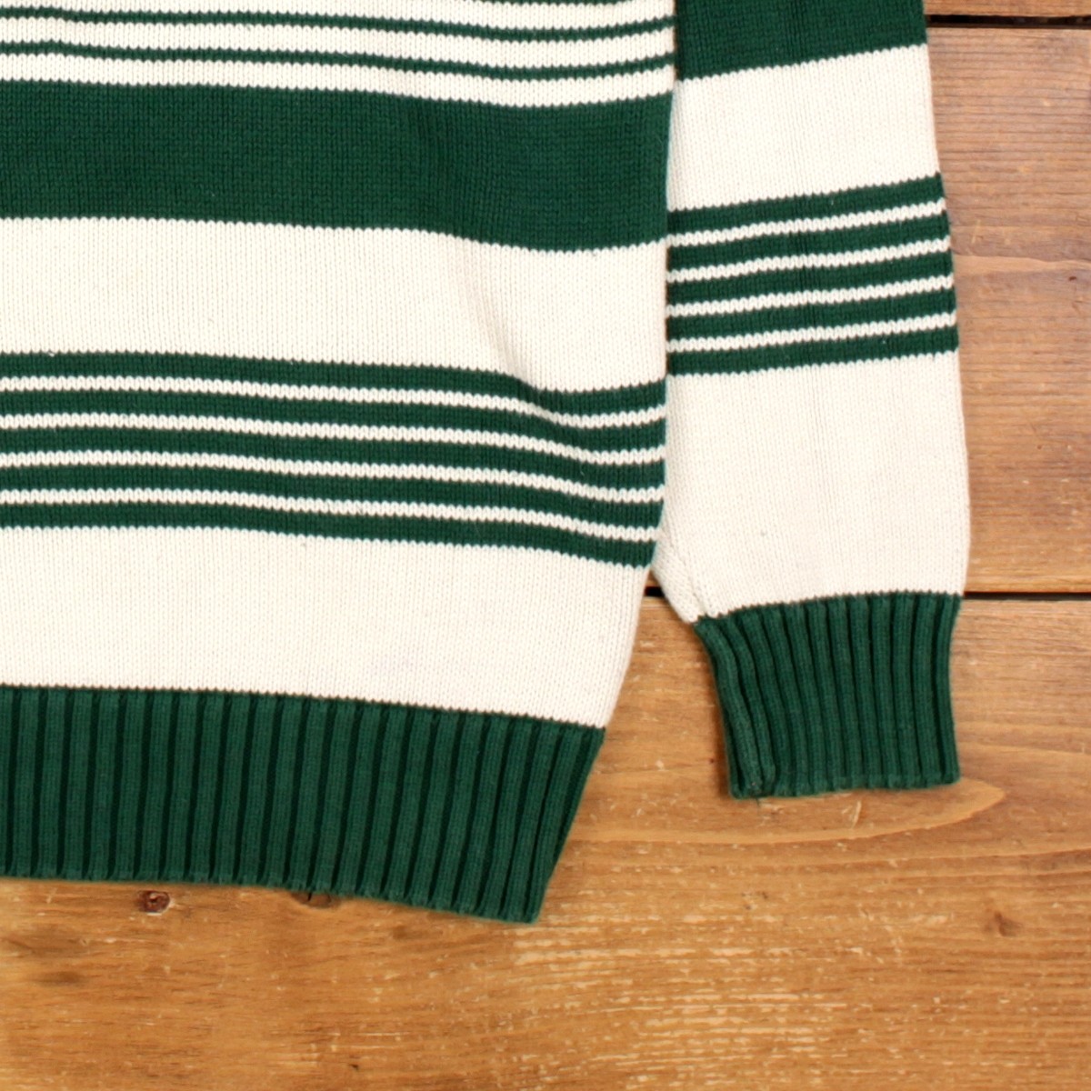 Vintage Varsity by Saville Row Jumper Sweater L 90s Striped Roundneck Green image 8