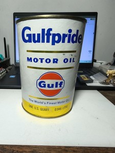 Vintage GULF Gulfpride 1 QT Motor Oil Can 