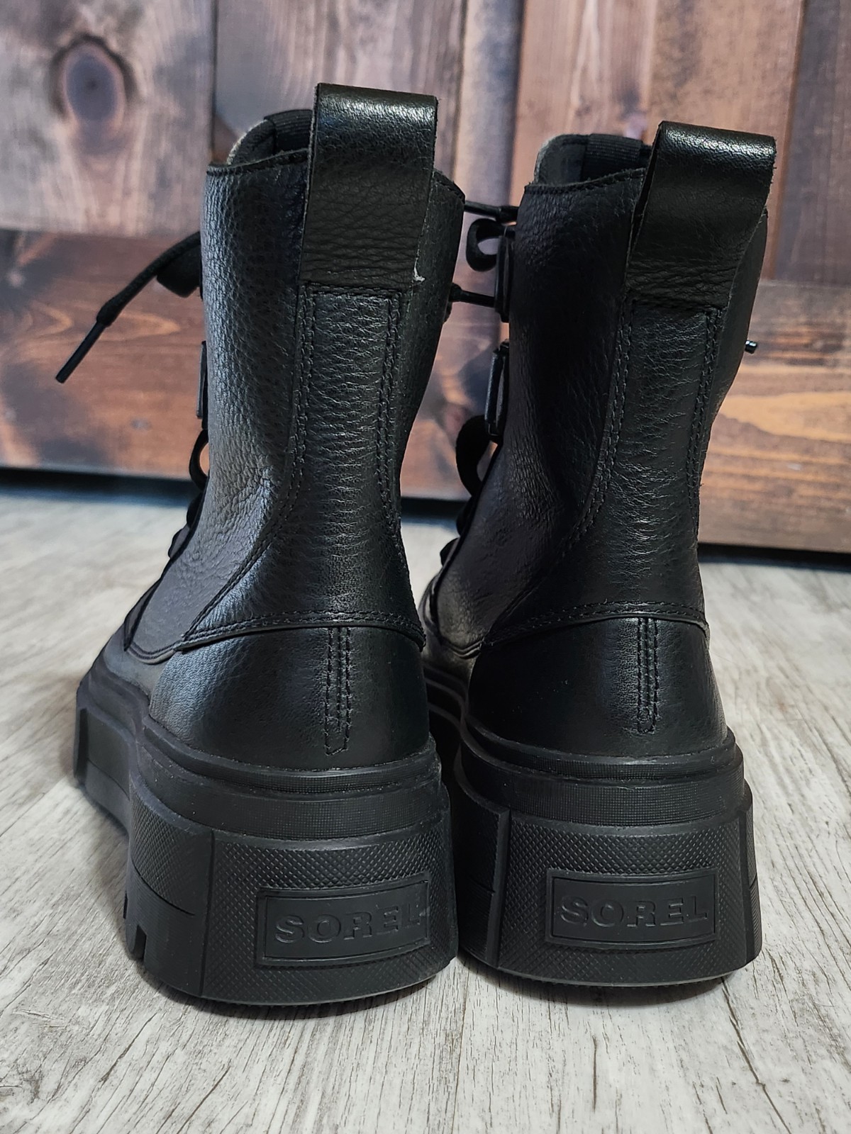 RARE Sorel "SAMPLE" Caribou X Waterproof Leather Lace Up Boots BLK Combat 7 NEW! image 5