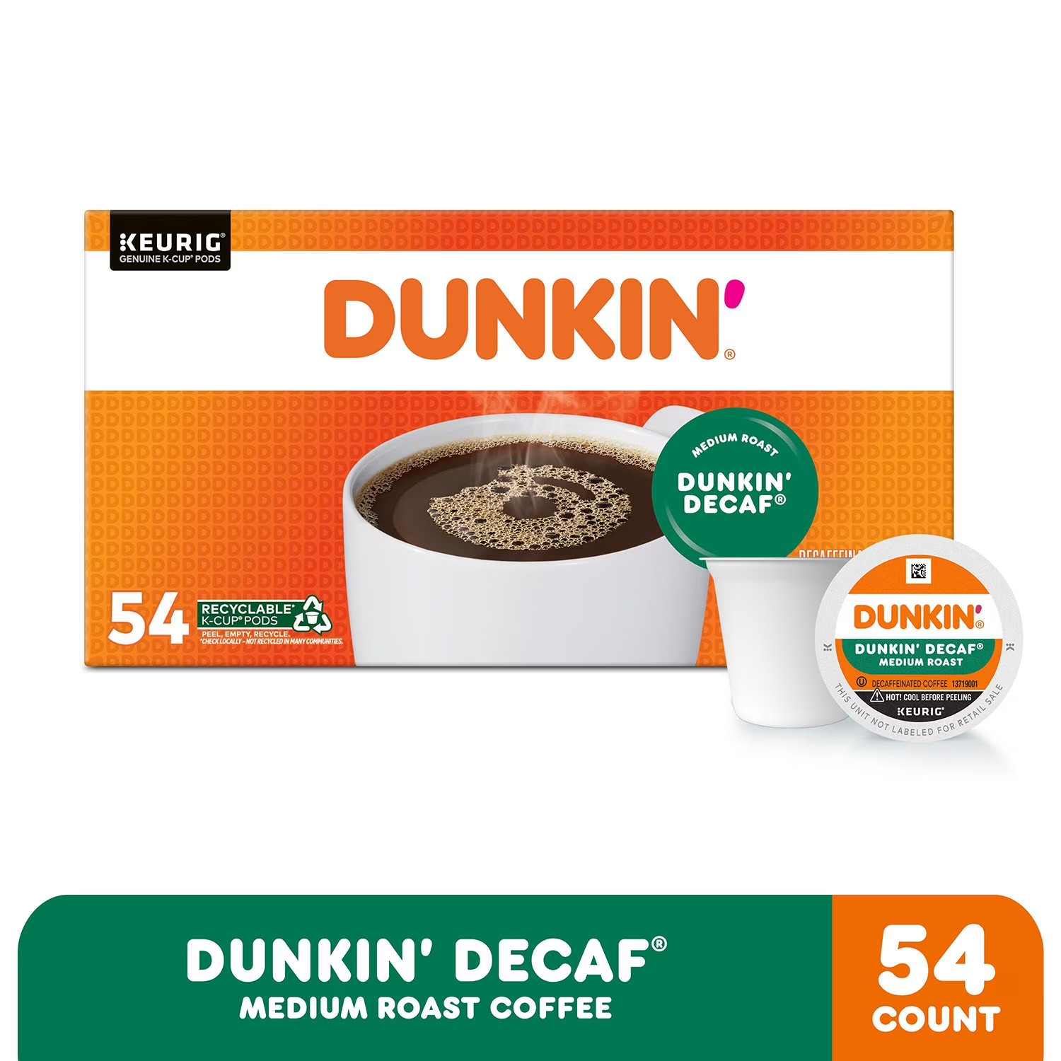Dunkin' Donuts Decaf Coffee K-Cups, Medium Roast (54 ct.) Great Price