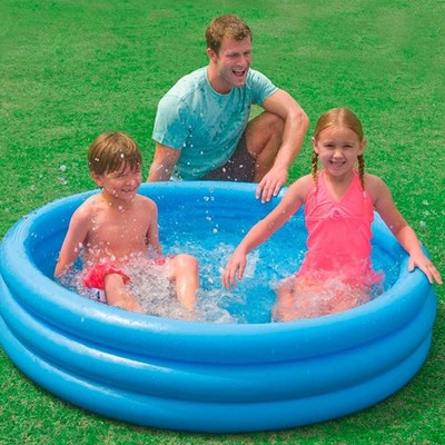 3 RING KRISTALL SCHWIMMBECKEN AUFBLASBAR ROBUST LEICHT SOMMER KINDER POOL