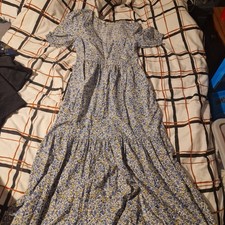 Joules Ditsy Aura Summer Tiered Maxidress Size 8 Blue And Yellow